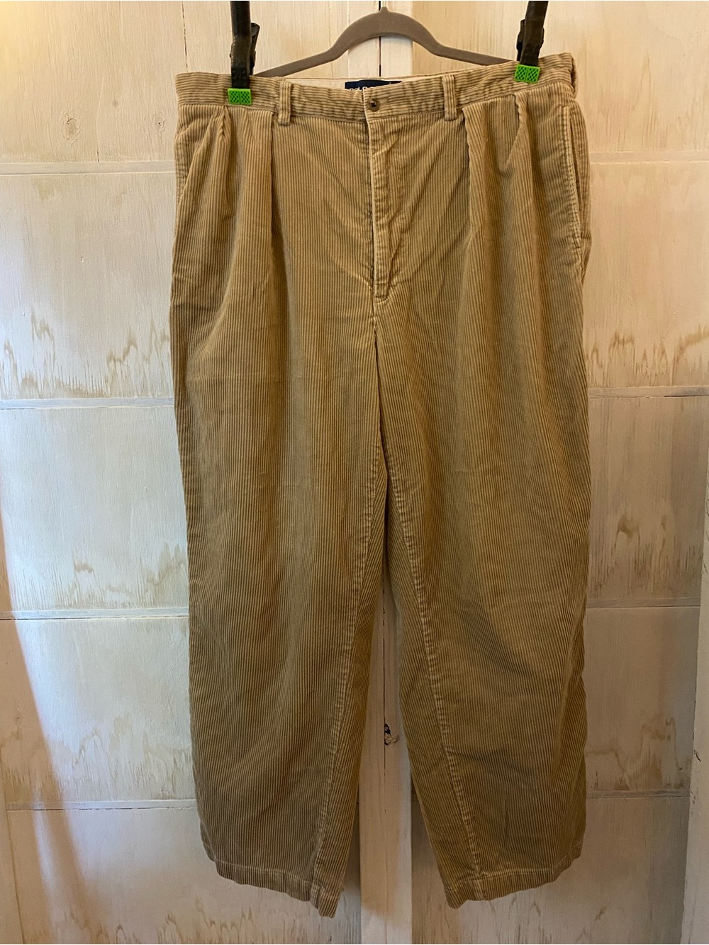 Polo by Ralph Lauren Men's Corduroy Pleated Trousers Tan 38 x 30 Vintage Y2K